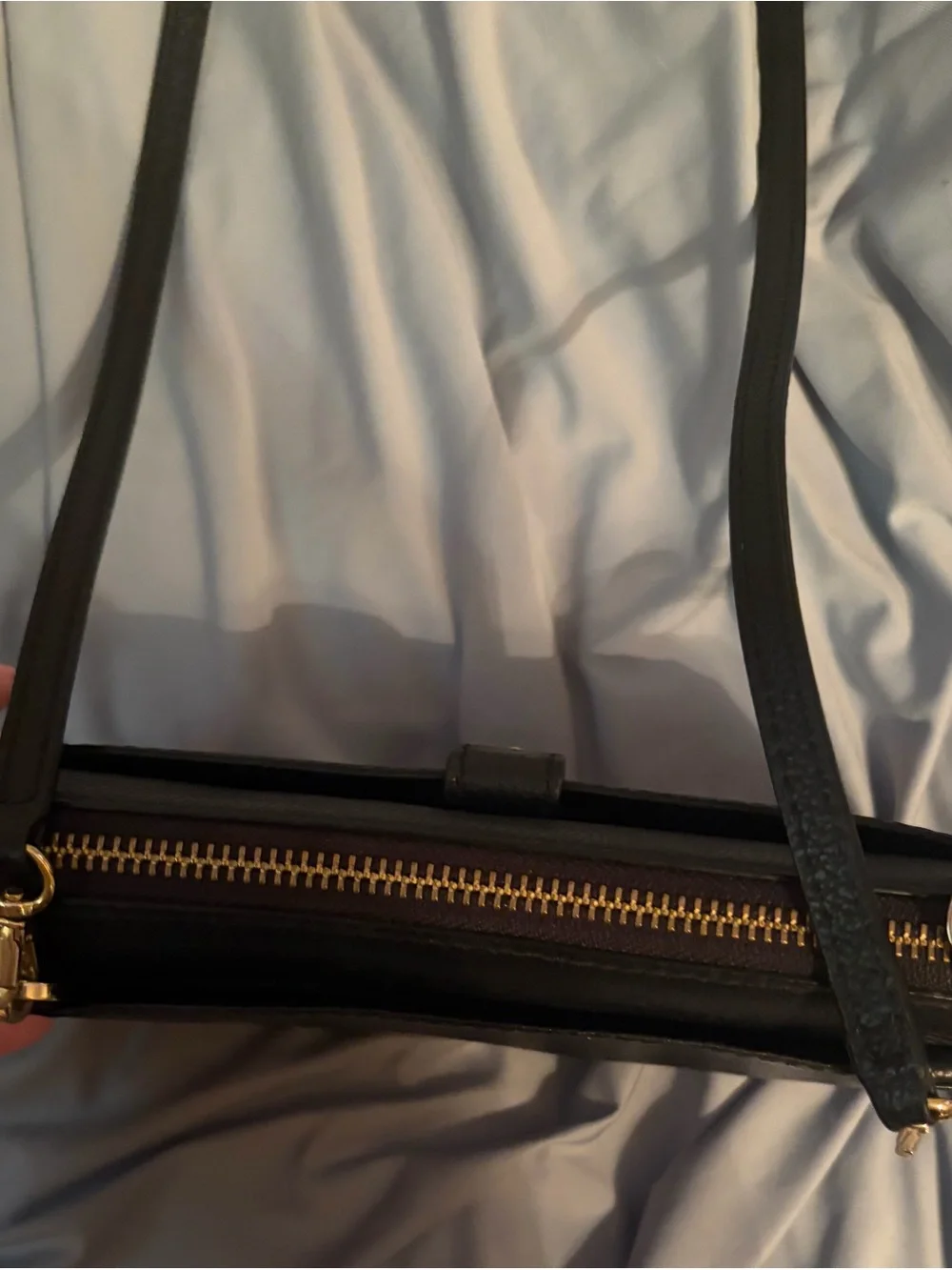 kate spade Black Leather Crossbody Wallet with Gold Hardware